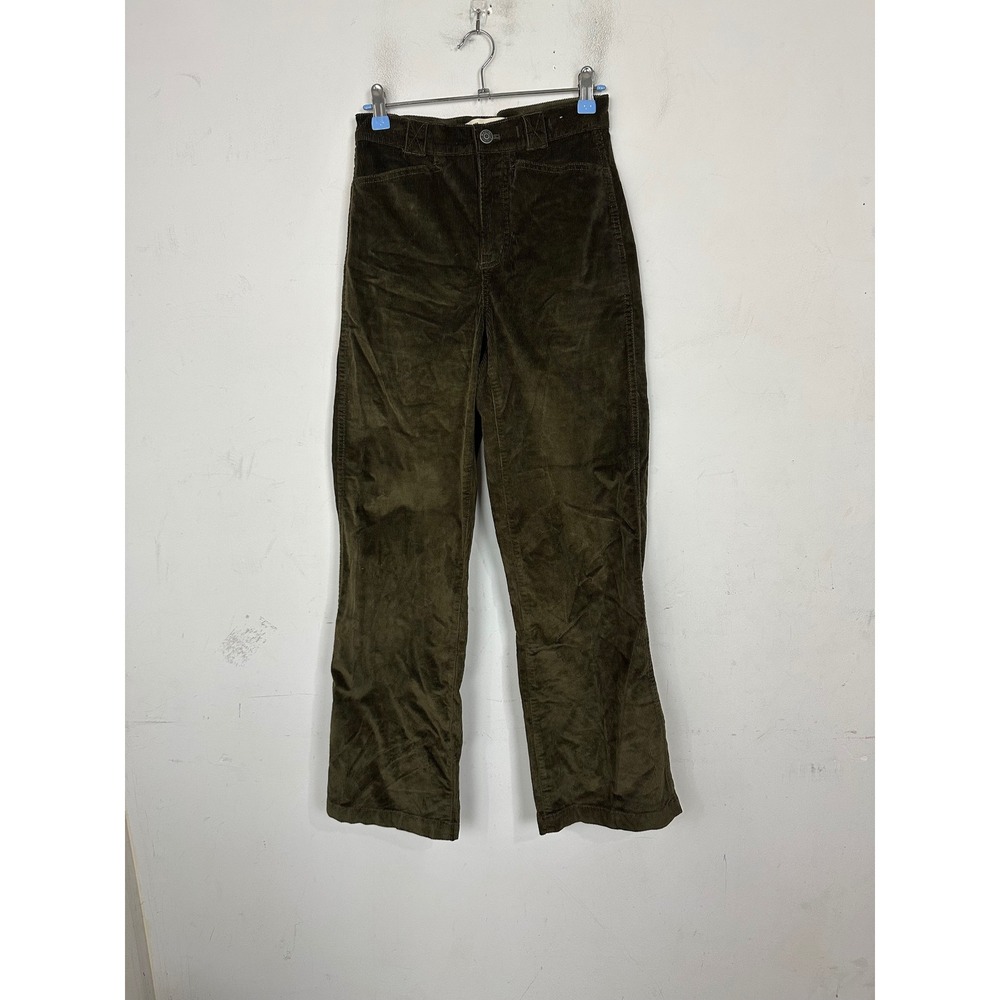 Madewell Emmett Wide-Leg Corduroy Pants Olive Green High Rise Size 24